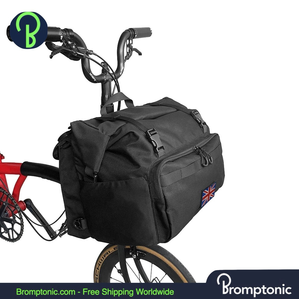 Brompton Roll-Top Voortas 25L - Rugzakstijl met regenhoes