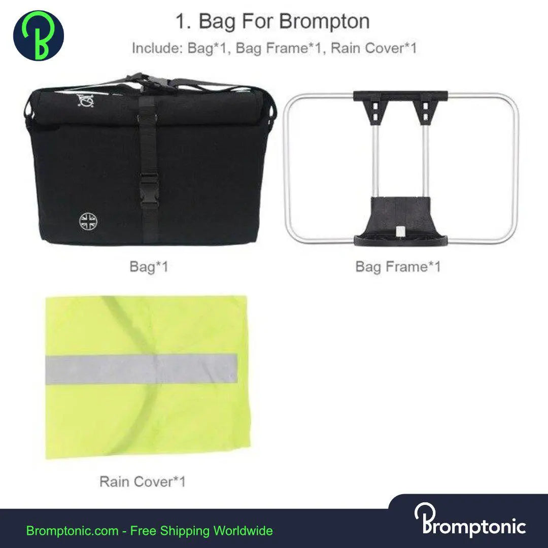 Brompton Roll Top Bag Water Resistant Rain Cover Adjustable Strap Bromptonic